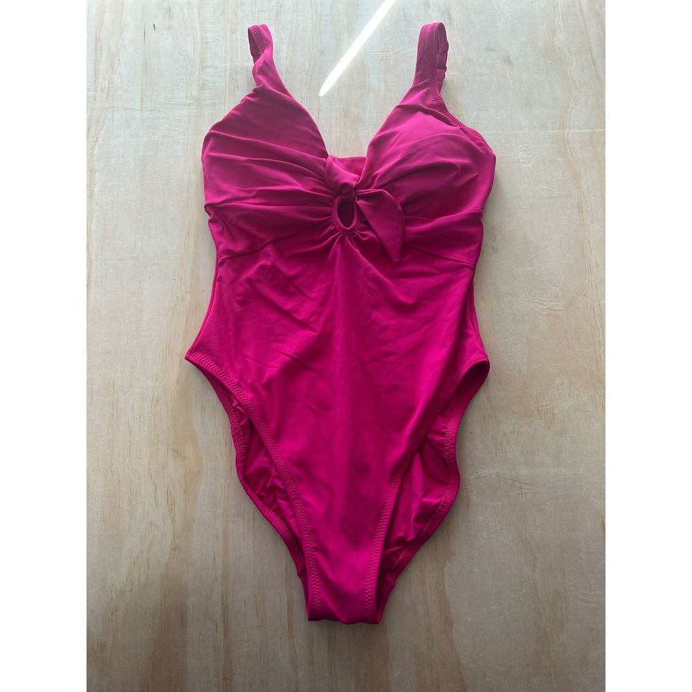 Robin Piccone Womens Magenta Pink Tie Front One Piece Swimsuit 251716 Size 10